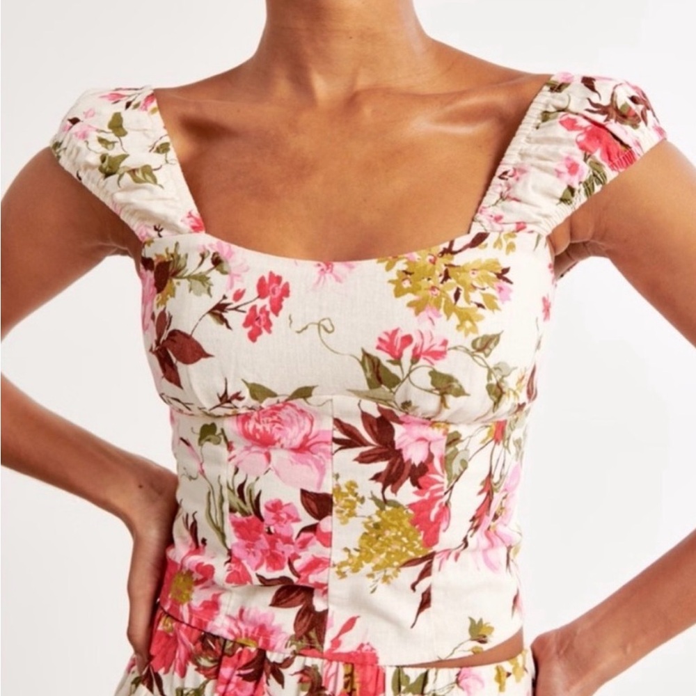 Abercrombie & Fitch Floral Pink and Green Top